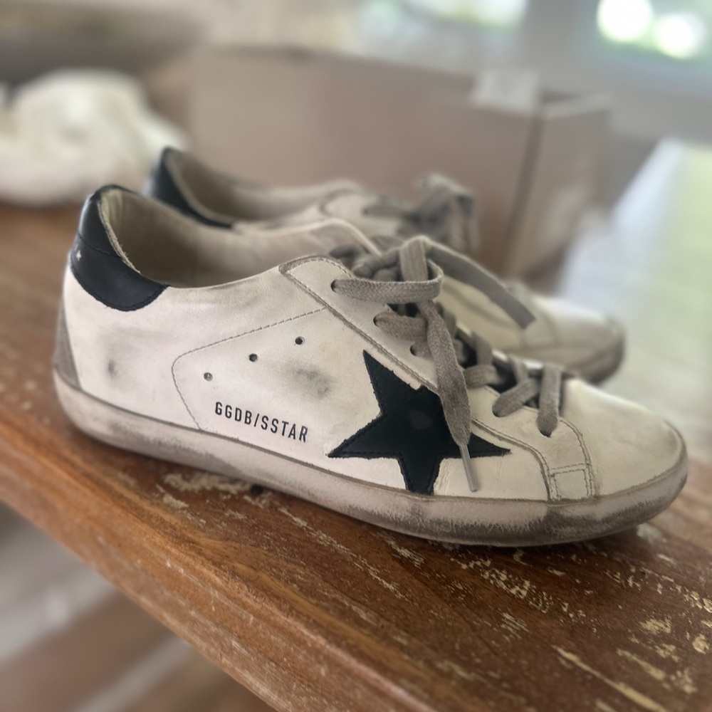 Golden Goose White and Black Sneakers